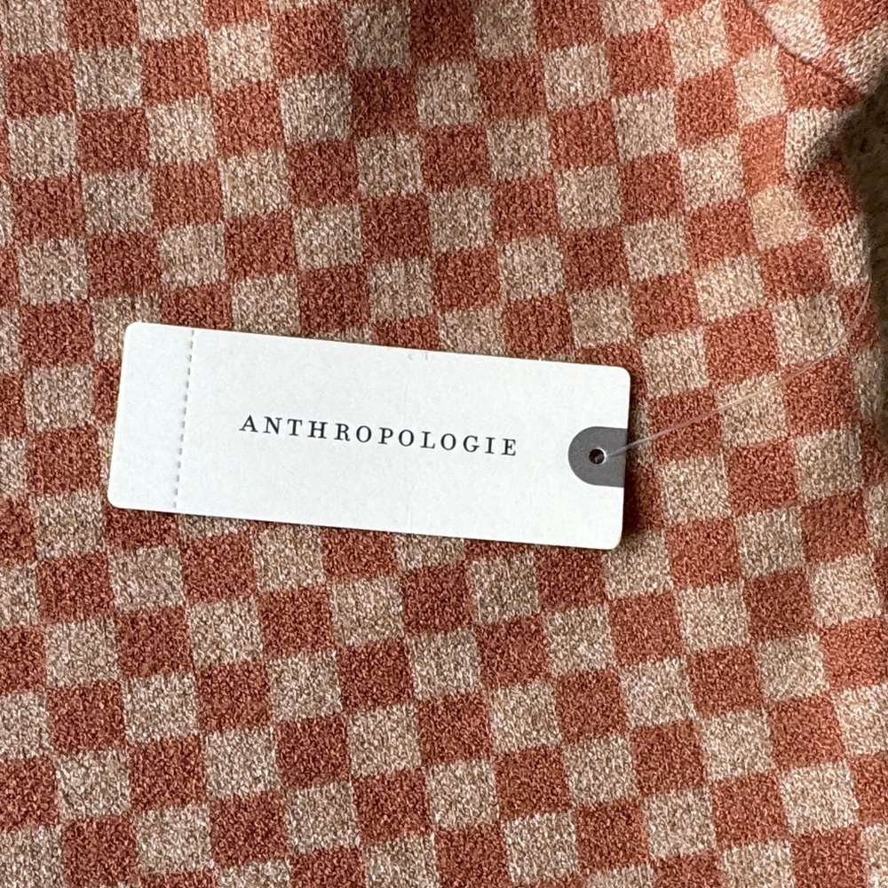 Maeve Brown Checkered Sweater with Pink Heart from Anthropologie - Picture 7 of 10